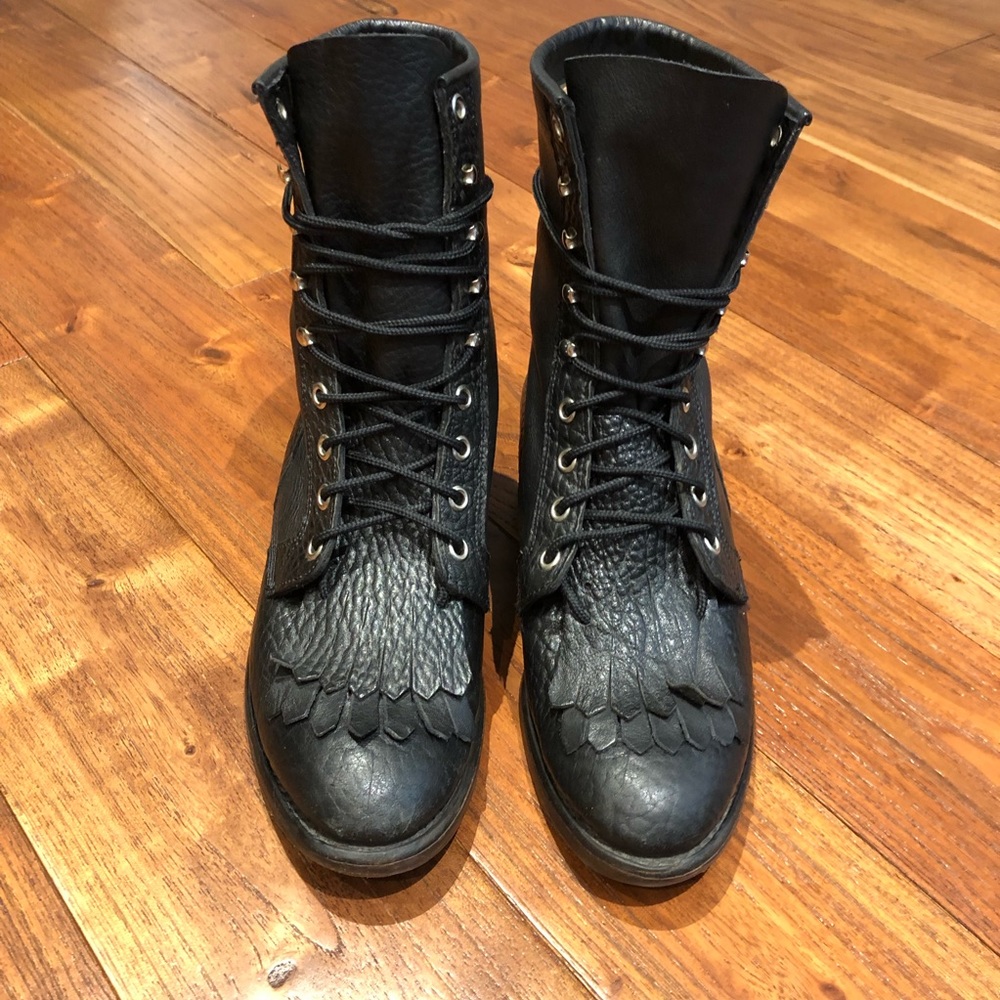 vintage black Boulet fringed ankle boots size euro 38 so 7.5-8 us